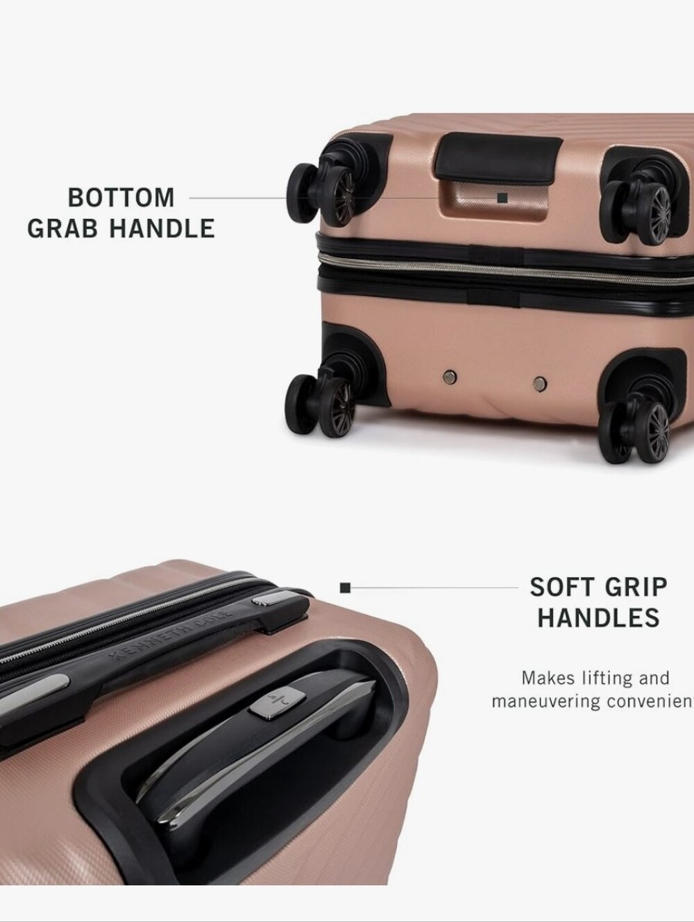 Kenneth Cole Rose Gold Hardside Carry-On Spinner Suitcase 20" - Picture 5 of 12